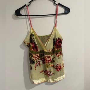 Hale Bob Silk Flower y2k Tank Top Size M